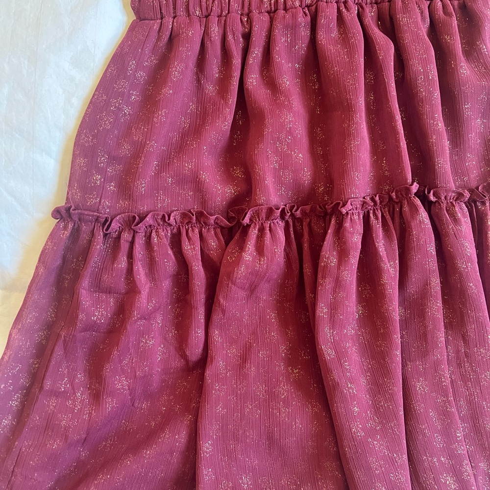 Burgundy Ruffle Dress - Picture 2 of 4
